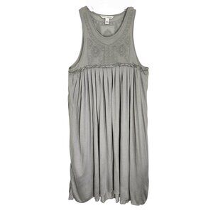 Banana Republic Size S Gray Embroidered Sleeveless Dress Silk Rayon Blend
